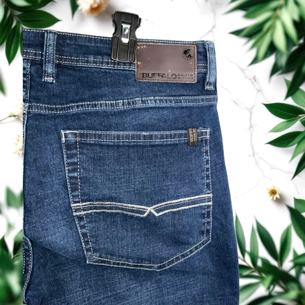 Buffalo David Bitton Jackson-X Straight Stretch Blue Jeans Men 34x32 - Picture 6 of 8